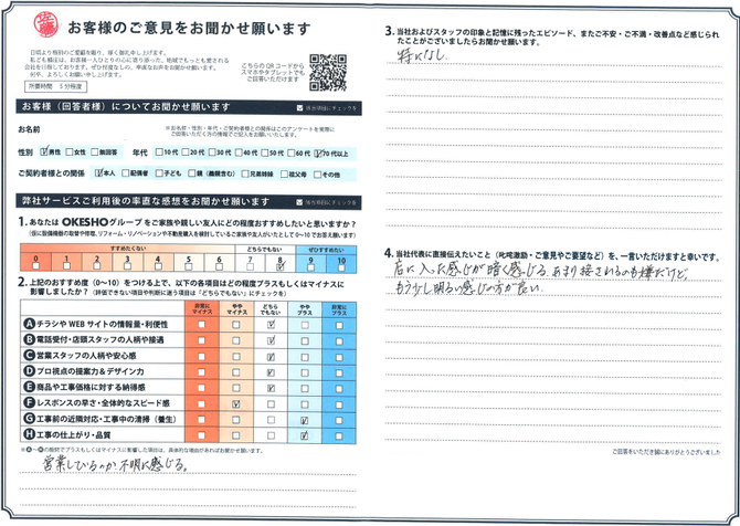 アンケート用紙